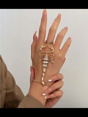 NWOT- Gold Scorpion Hand Chain Bracelet - Women Jewelry.
